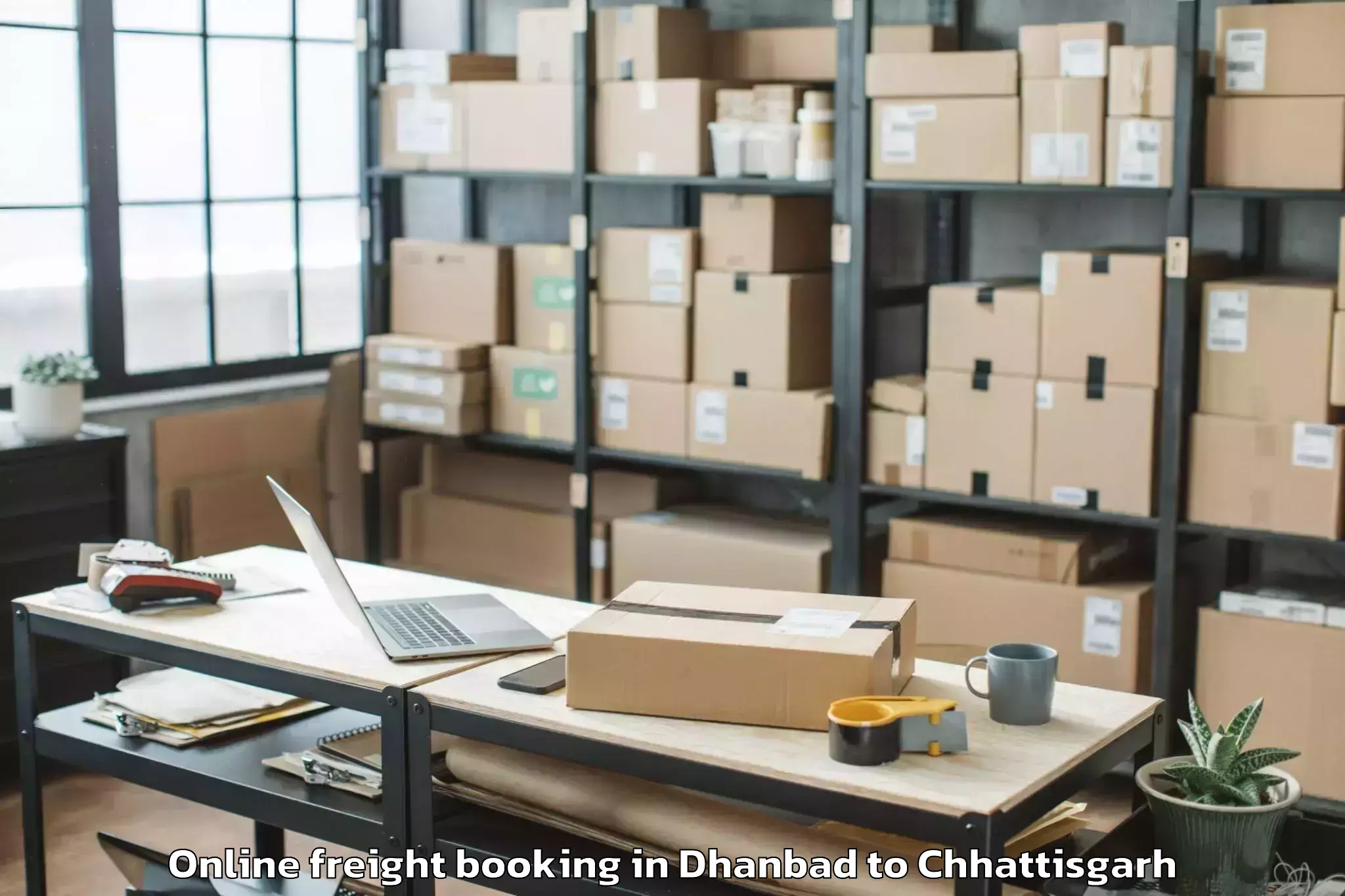 Efficient Dhanbad to Chhindgarh Online Freight Booking